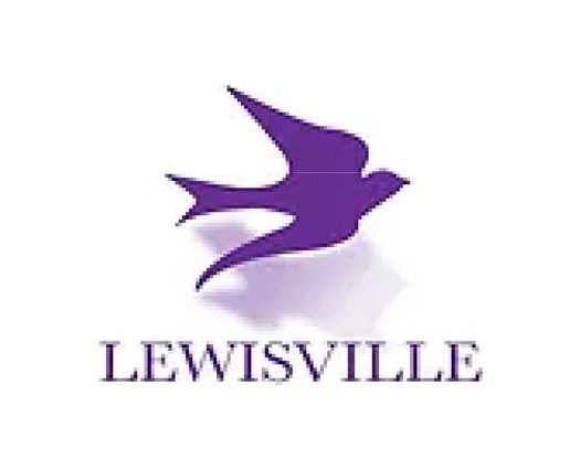 Purple bird logo with Lewisville text.