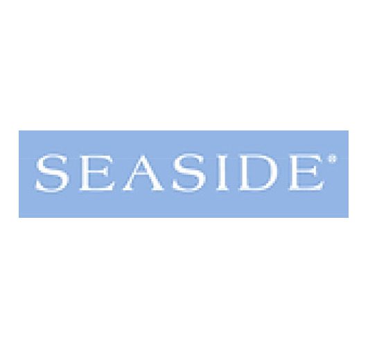 Seaside logo on light blue background.